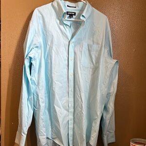 Lands' End Blue Dress Shirt Lightweight Cotton Long Sleeve